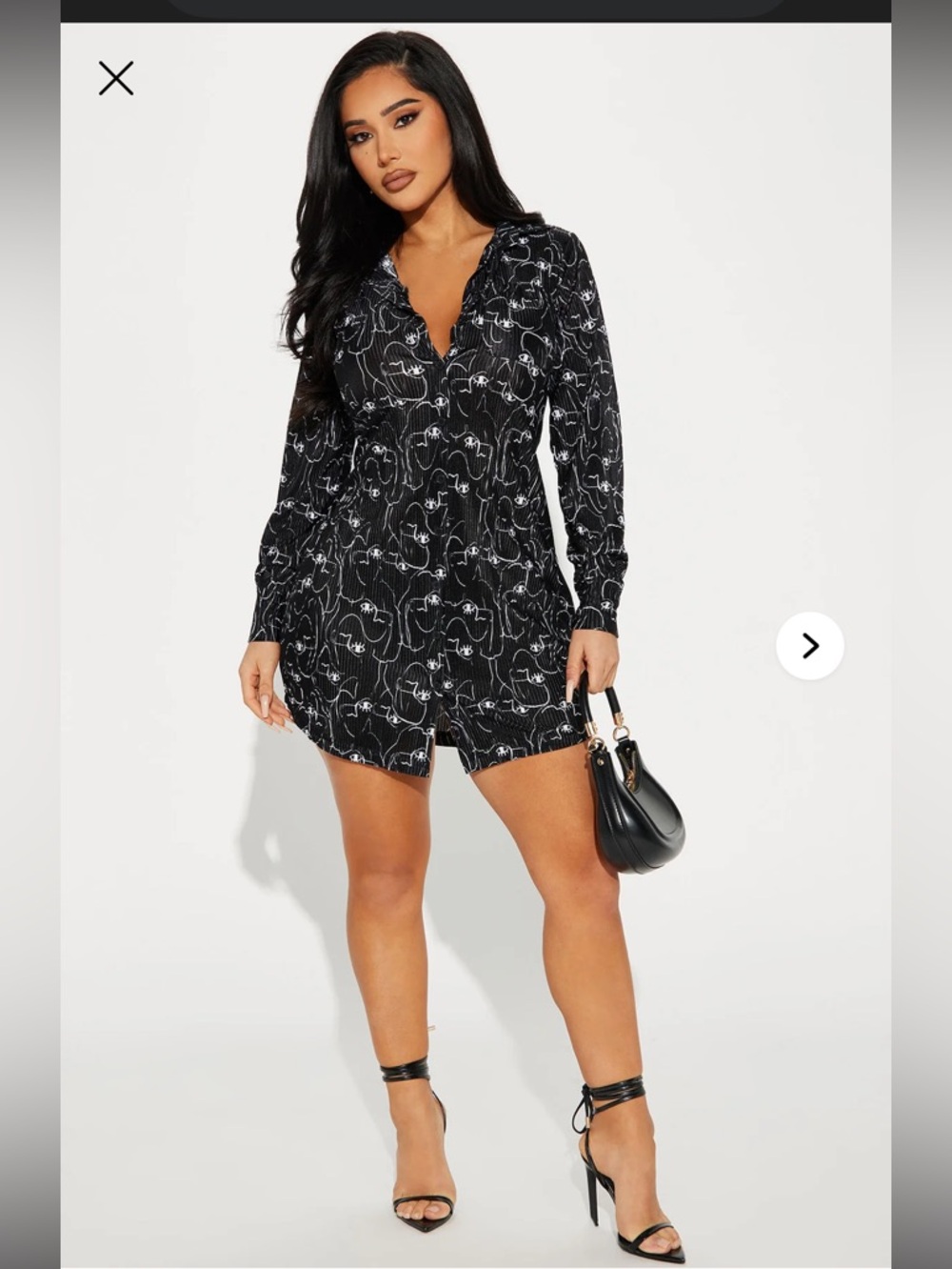Fashion Nova Lisa Plisse Faces Shirt Dress